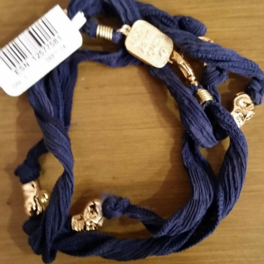 King Baby Jewelry Silk Wrap Gold Skull Bracelet